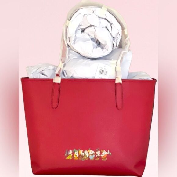 DISNEY X COACH CITY TOTE BAG EVIL QUEEN MOTIF SNOW WHITE AND THE SEVEN DWARFS - Picture 7 of 14